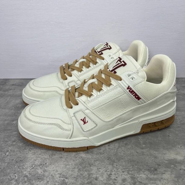 99新 LouisVuitton/路易威登 25新款白红棋盘格吹那trainer/奢鞋/