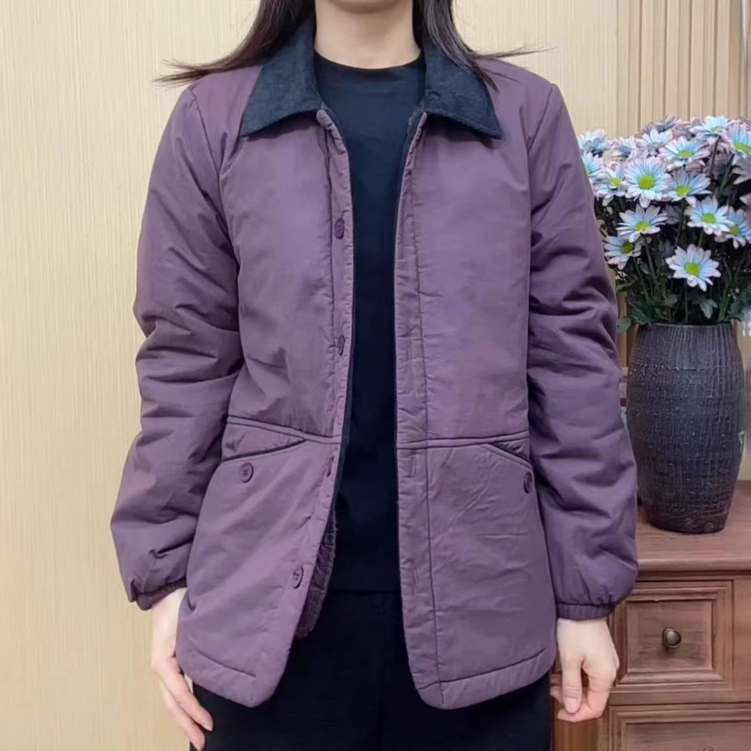 2025秋冬新款加绒保暖外套休闲百搭宽松棉衣气质时尚女减龄妈妈装