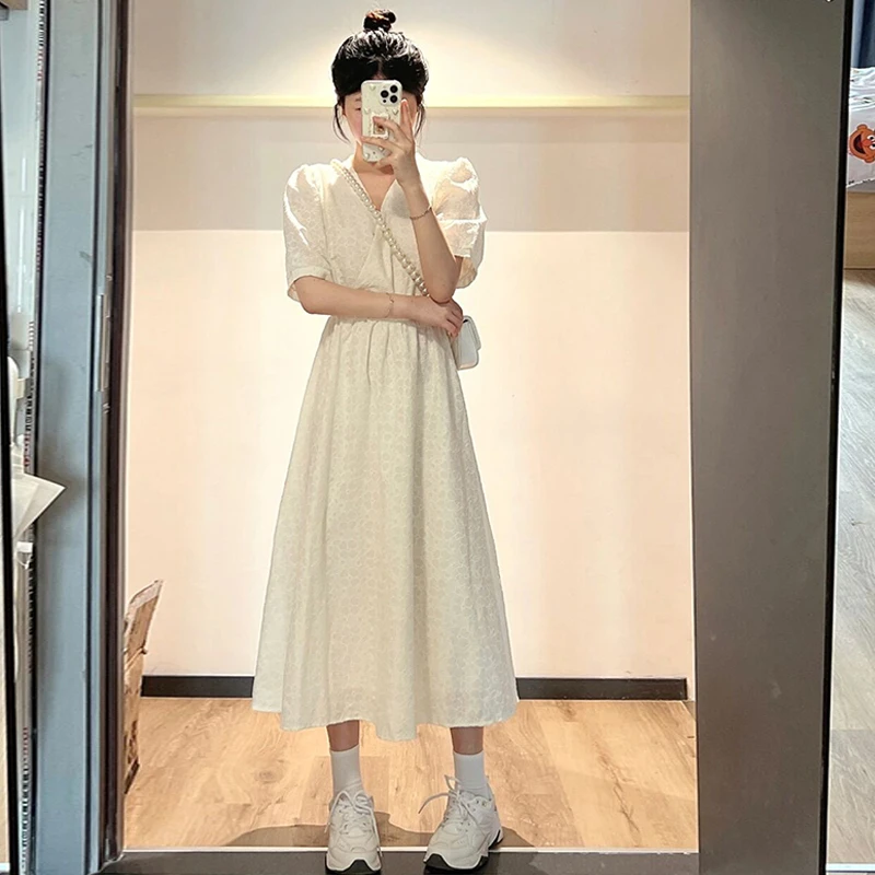 3782早春连衣裙高腰时尚小众气质设计感温柔风显瘦法式收腰中长款