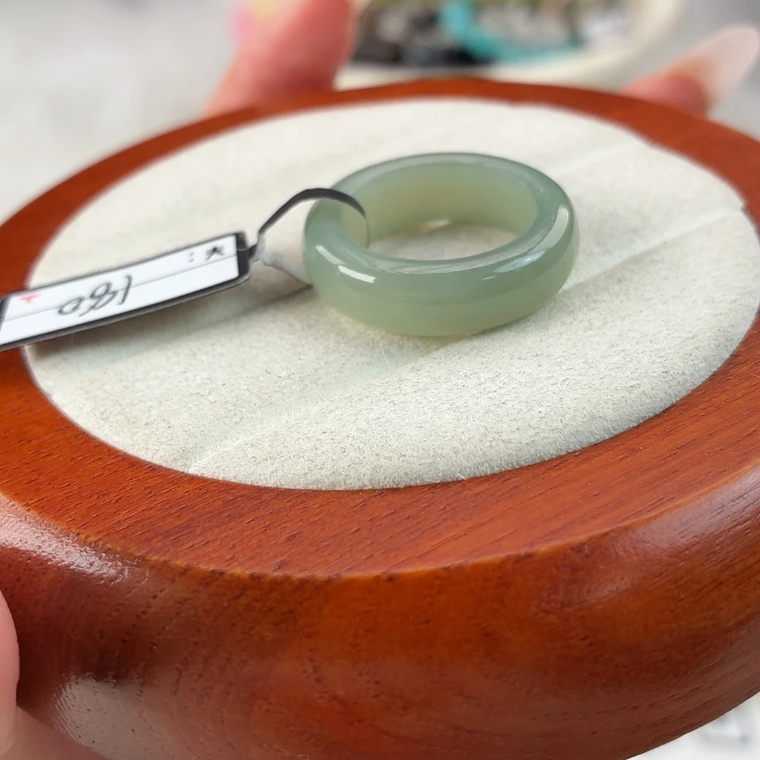 和田玉未镶嵌戒指r90且末蓝窄圆切18.0