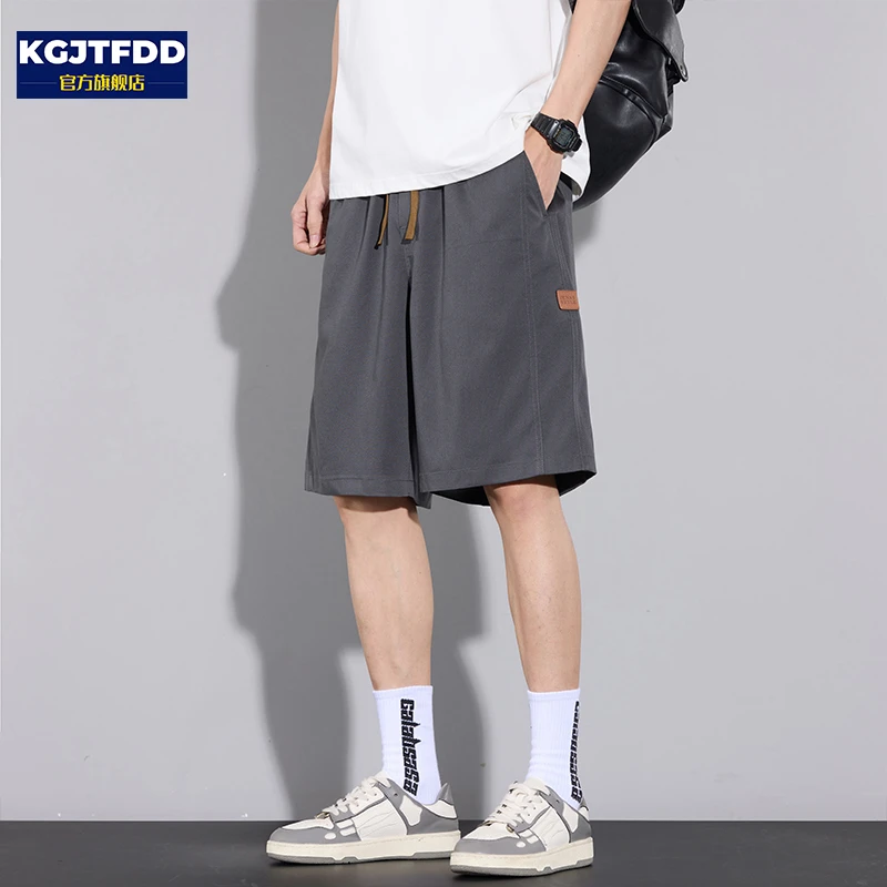 冰丝凉感休闲短裤男士夏季薄款美式潮牌百搭透气宽松直筒五分中裤