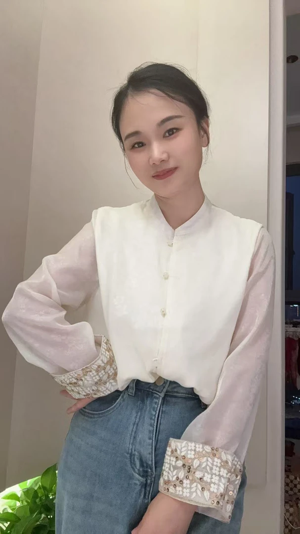 【小钱钱】国风新中式长袖衬衫微透洋气内搭衬衣气质上衣女装春