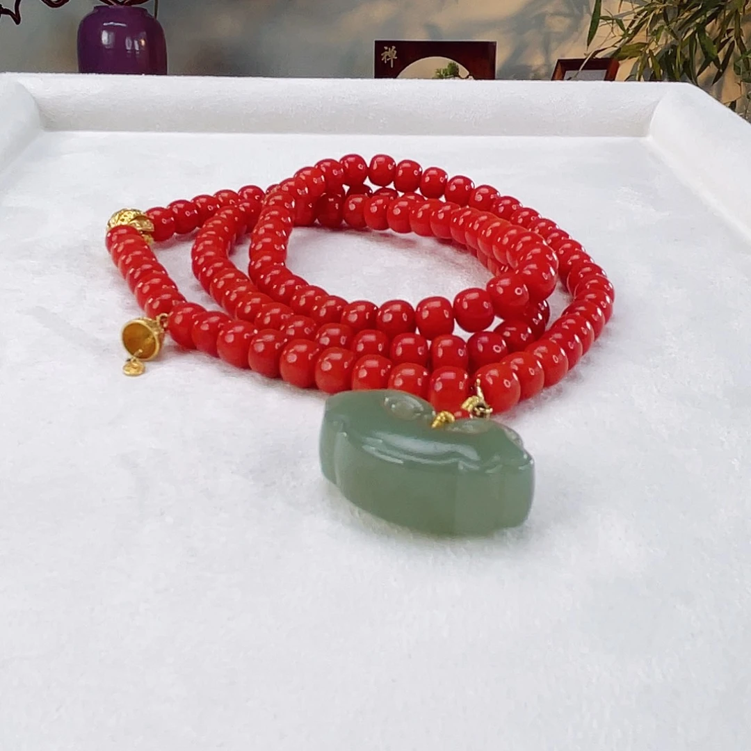 南红玛瑙手链18K金镶嵌南红6.8