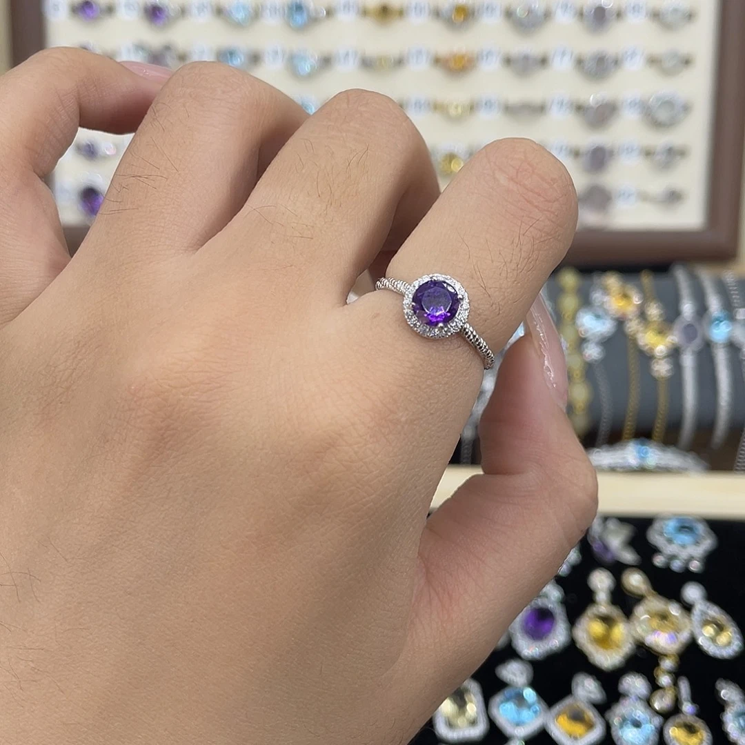 银S925镶嵌戒指紫晶