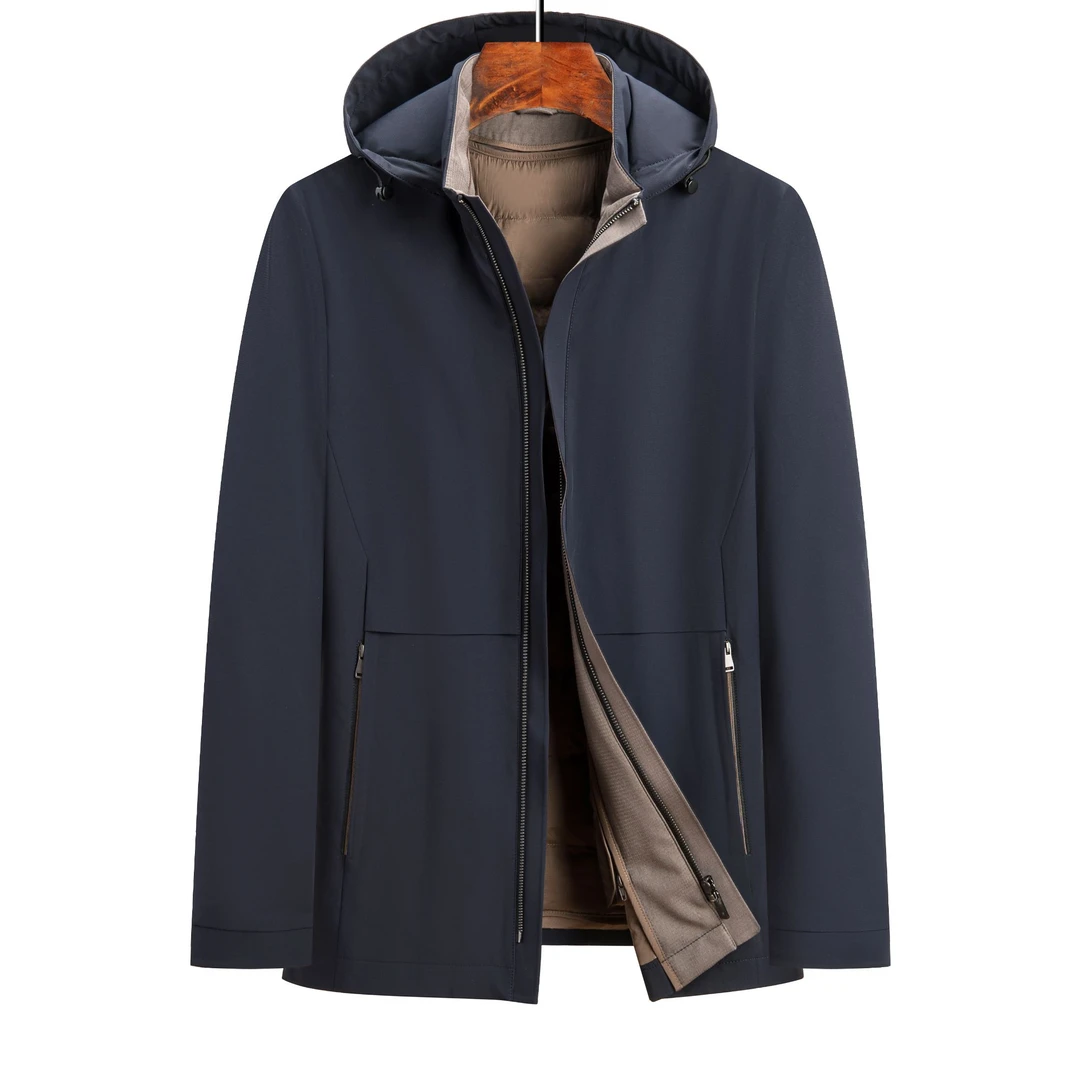 冬季连帽可拆卸内胆90%鹅绒服+石墨烯蓄热填充外套23669