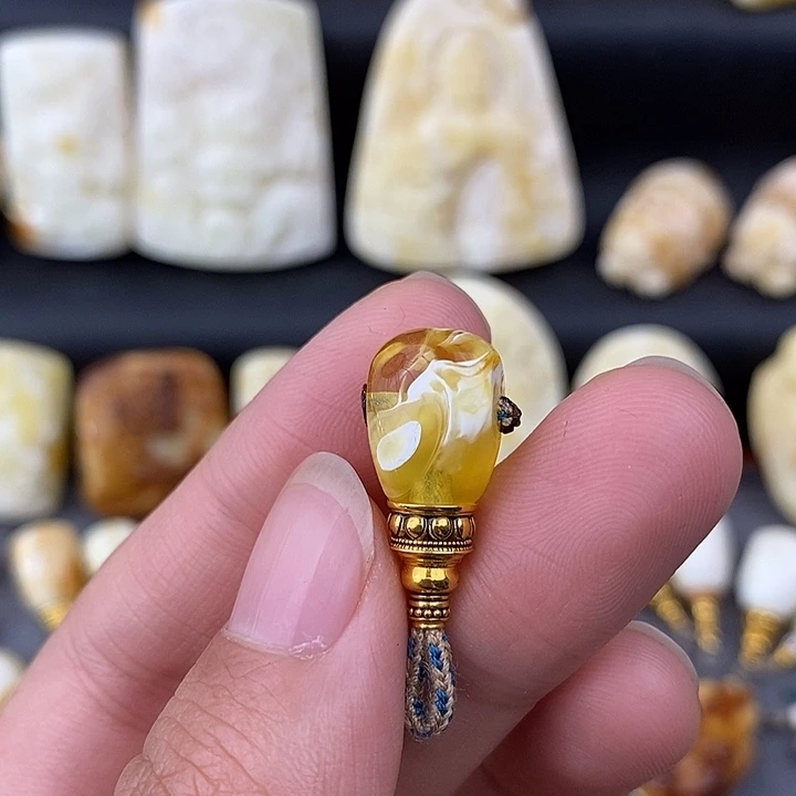 琥珀未镶嵌裸石9金塔三通c949