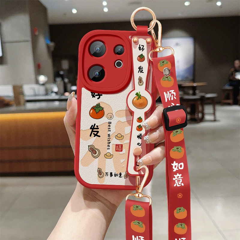 好柿发生适用vivos30手机壳新款s30promini腕带小羊皮斜挎挂绳套