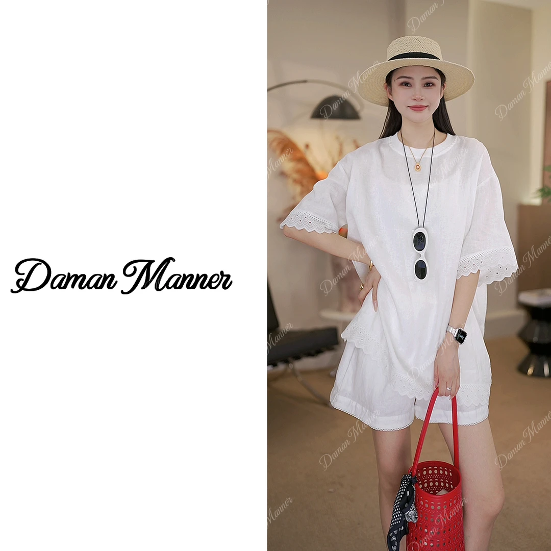 DAMAN | 亚麻夏季新款短袖圆领宽松显瘦简约短袖DM25280