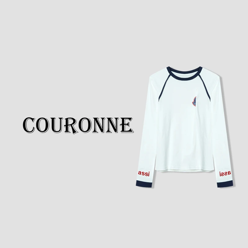 潮牌设计感潮酷修身百搭简约圆领长袖上衣29425