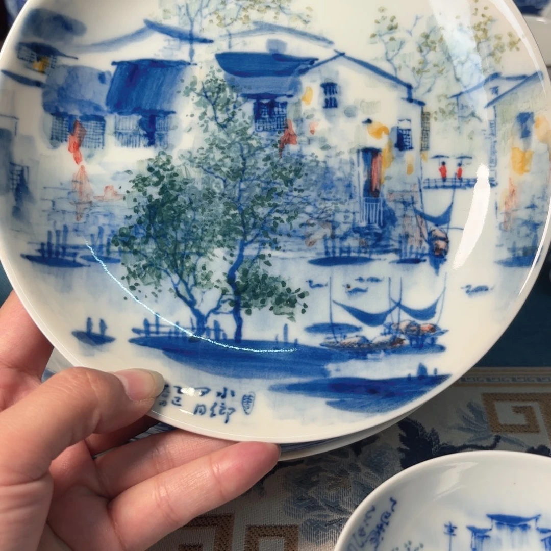 用***8陶柴窑青花瓷水乡壶承