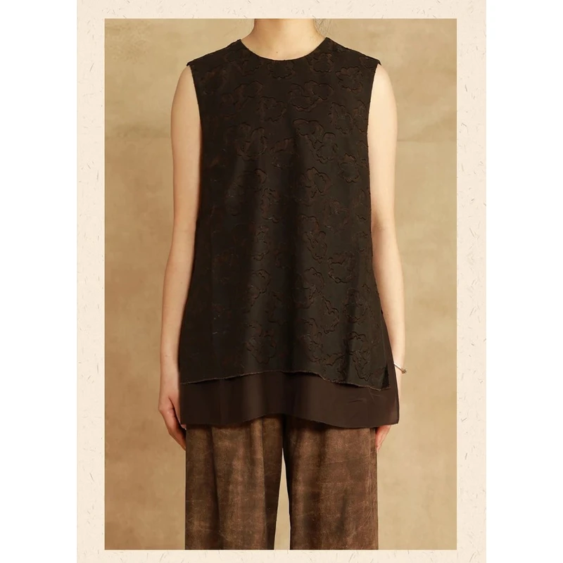 新中式桑蚕丝剪花背心马甲2011