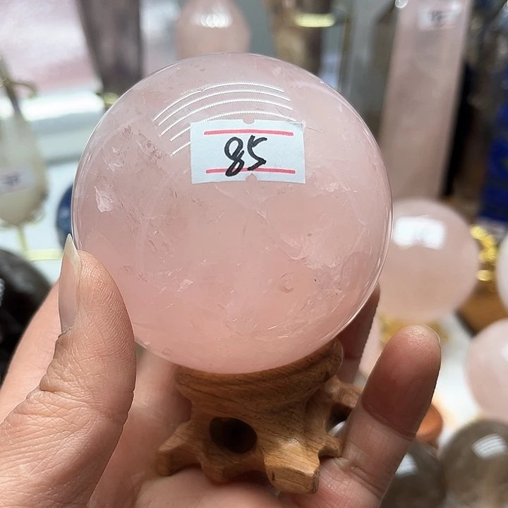 芙蓉石474克粉水晶球未镶嵌