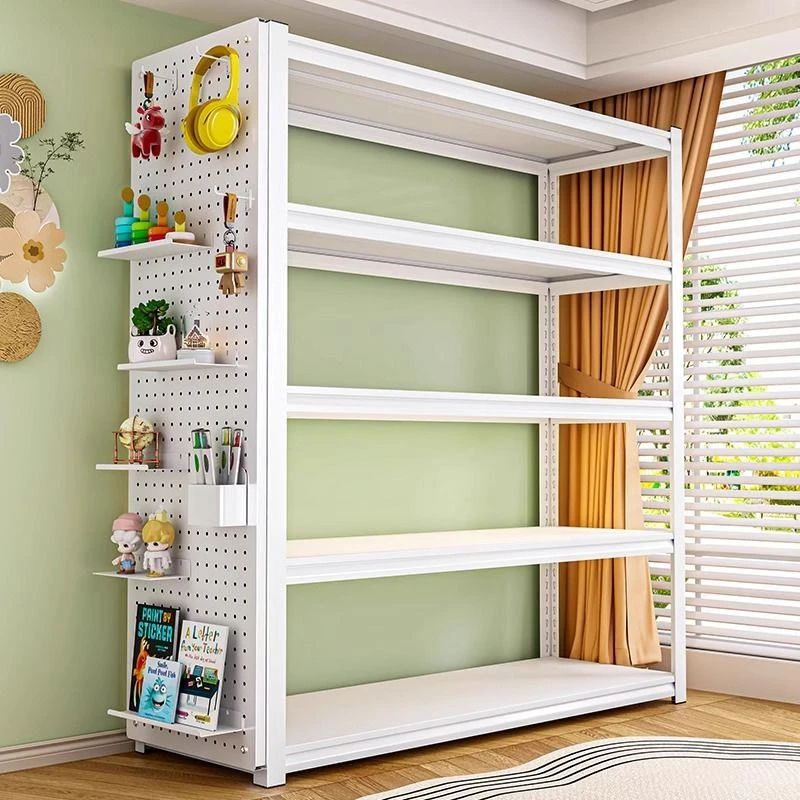 家用铁艺书架多层落地置物架儿童绘本收纳架钢制货架客厅储物架子