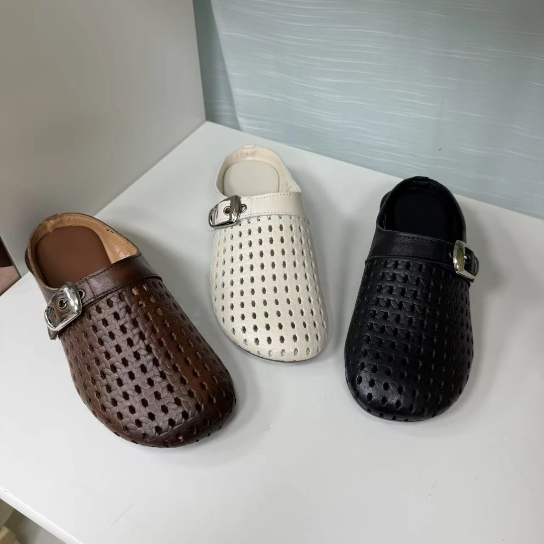 9012休闲通用包头胶粘鞋平底包头拖夏季复古凉拖洞洞凉鞋