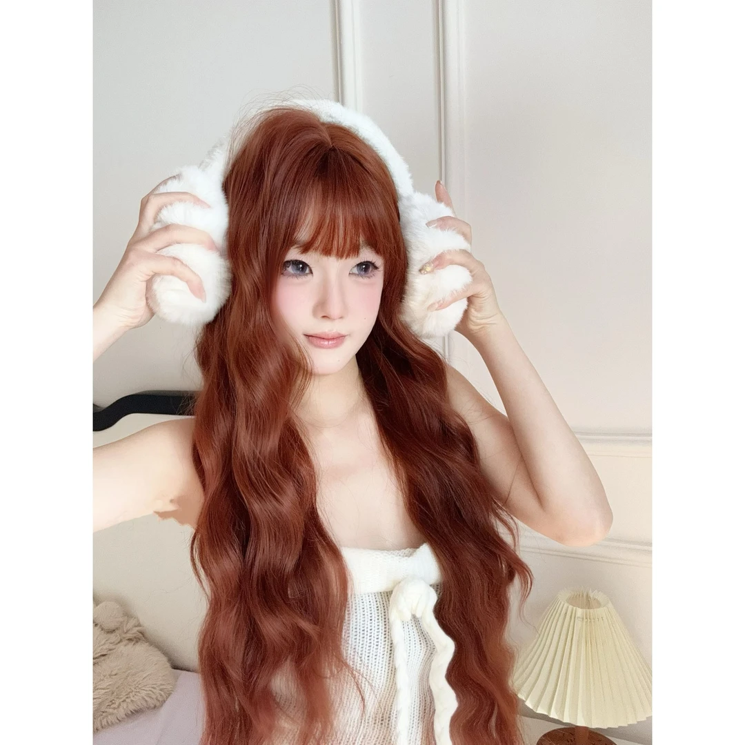 【全新高品质】脏橘色羊毛卷网红气质高品质女全头套