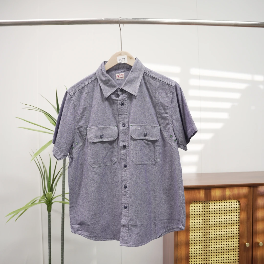潮牌男女短袖衬衫夏季透气宽松休闲复古文艺薄款1599-C2-4