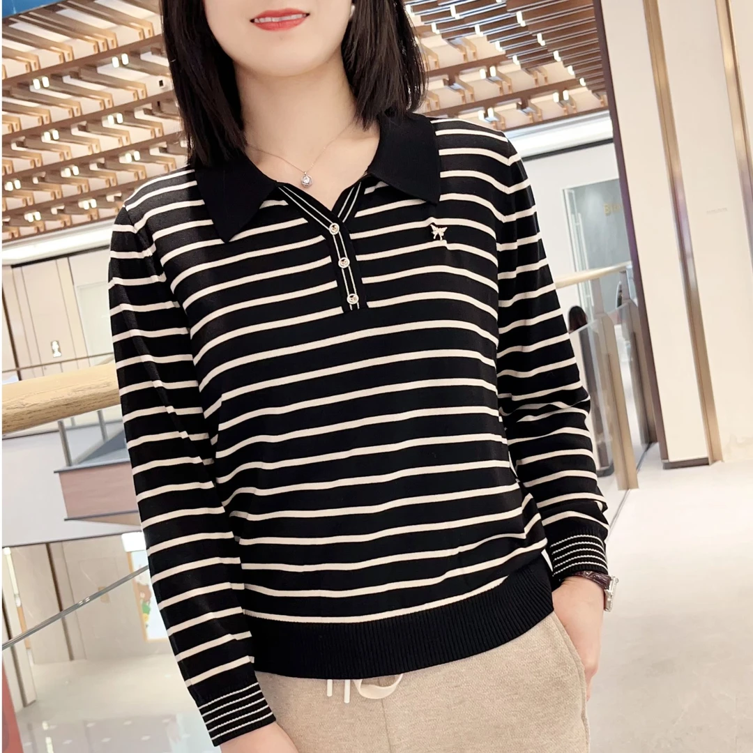 100%莱赛尔纤维（天丝）优雅时尚宽松洋气休闲气质女士长袖针织衫