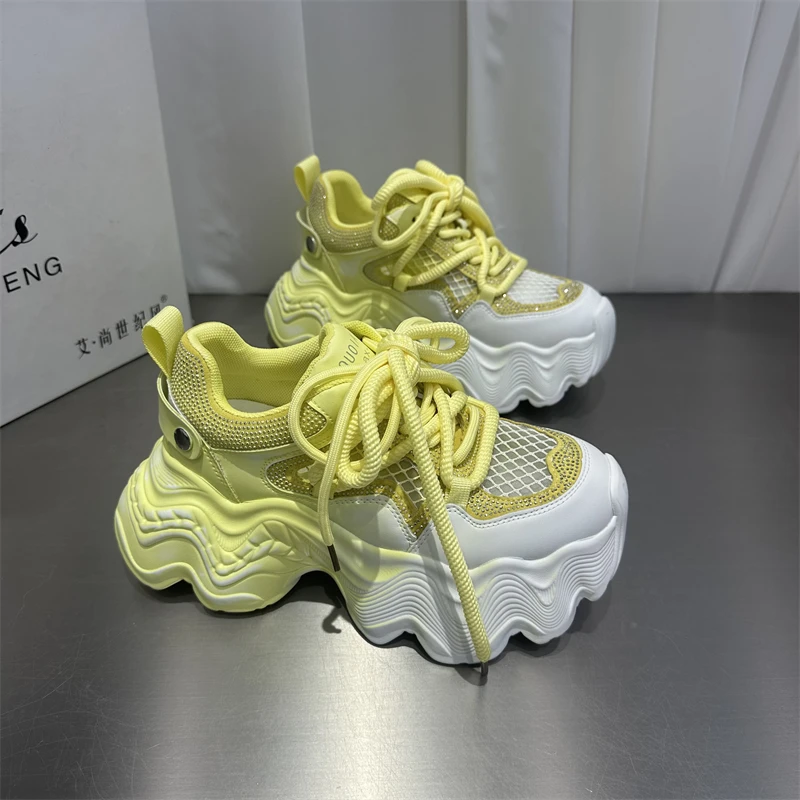 女鞋网红时尚百搭夏季透气春季春夏镂空厚底ins网面白鞋系带潮鞋