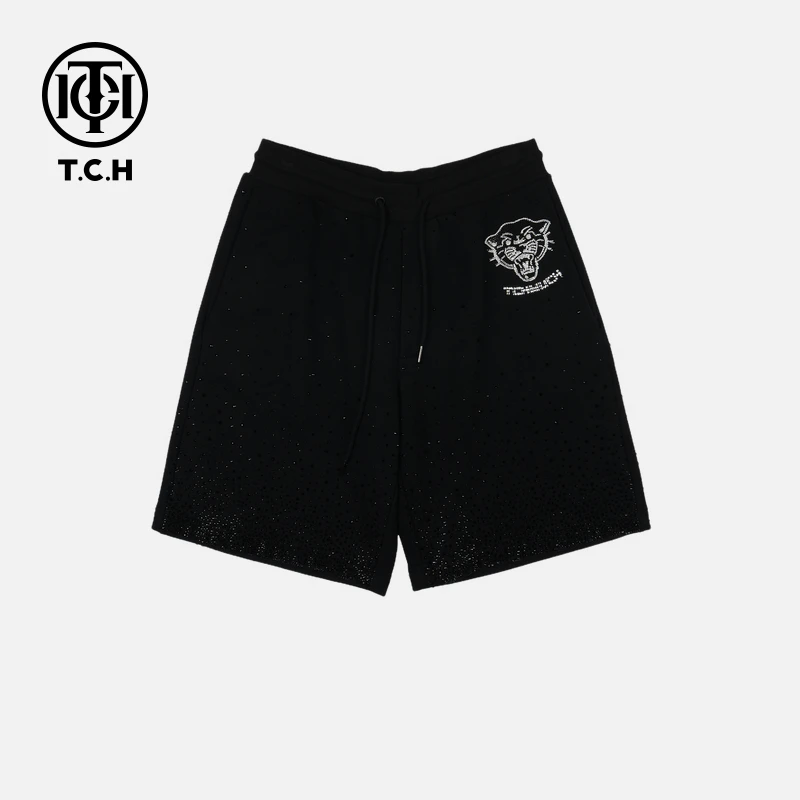 T.C.H/轻奢2025夏季新款烫钻休闲运动裤短裤男女同款T72B216009