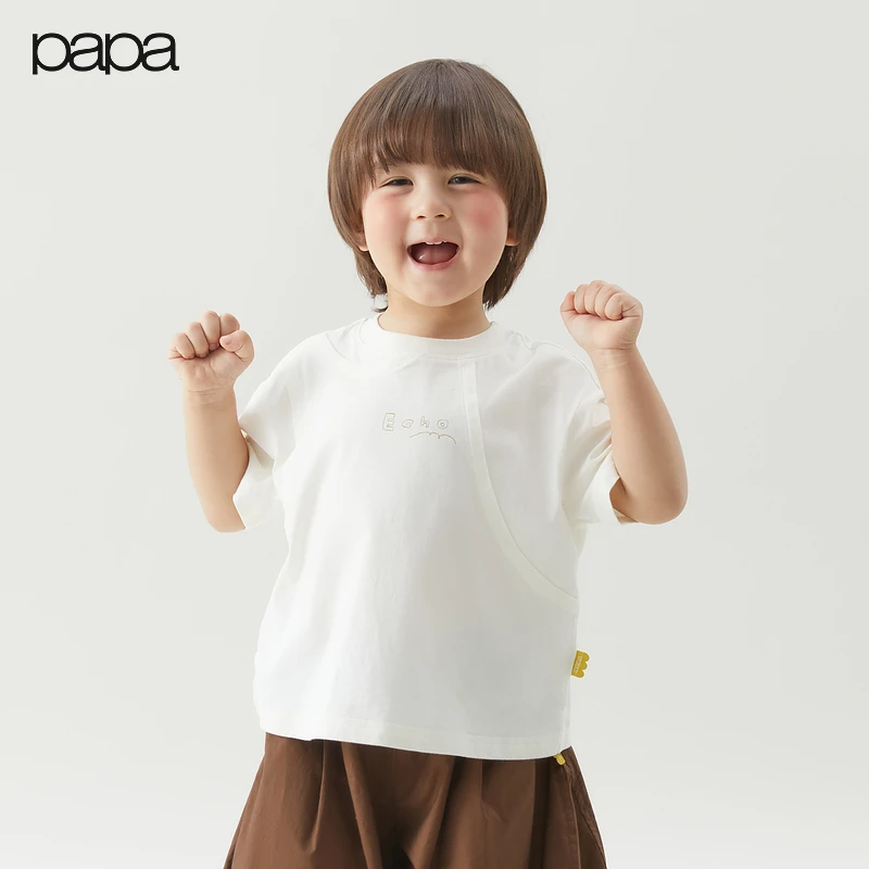 papa爬爬圆领短袖透气T恤舒适宝宝夏装半袖