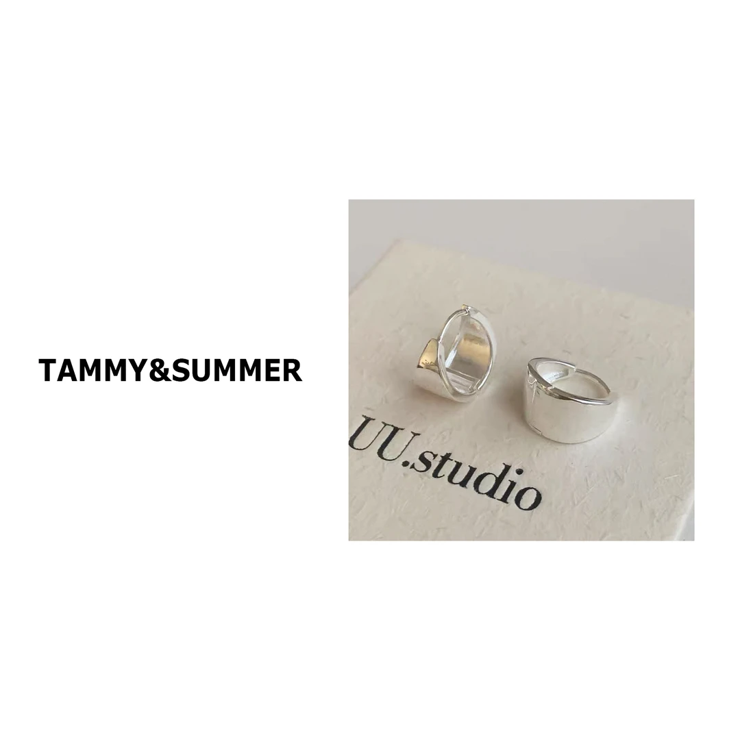 非金属羽毛耳饰 【Tammy&Summer】高级感光面气质几何银色耳环88759
