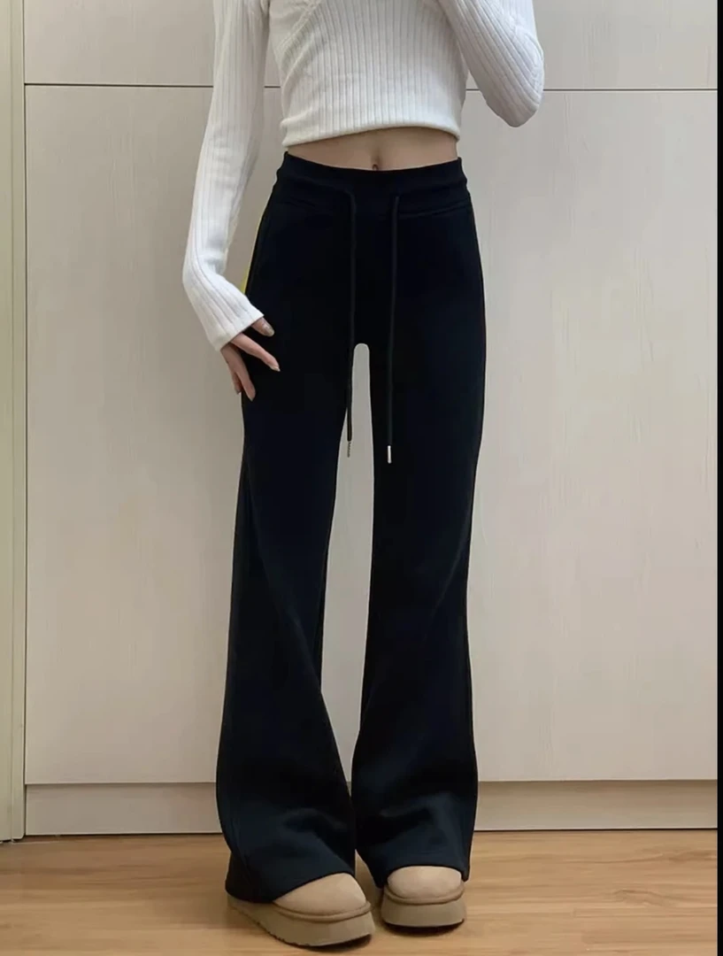 娜娜自制【喇叭裤】加绒绒秋冬复古休闲深色水洗牛仔阔腿牛仔裤