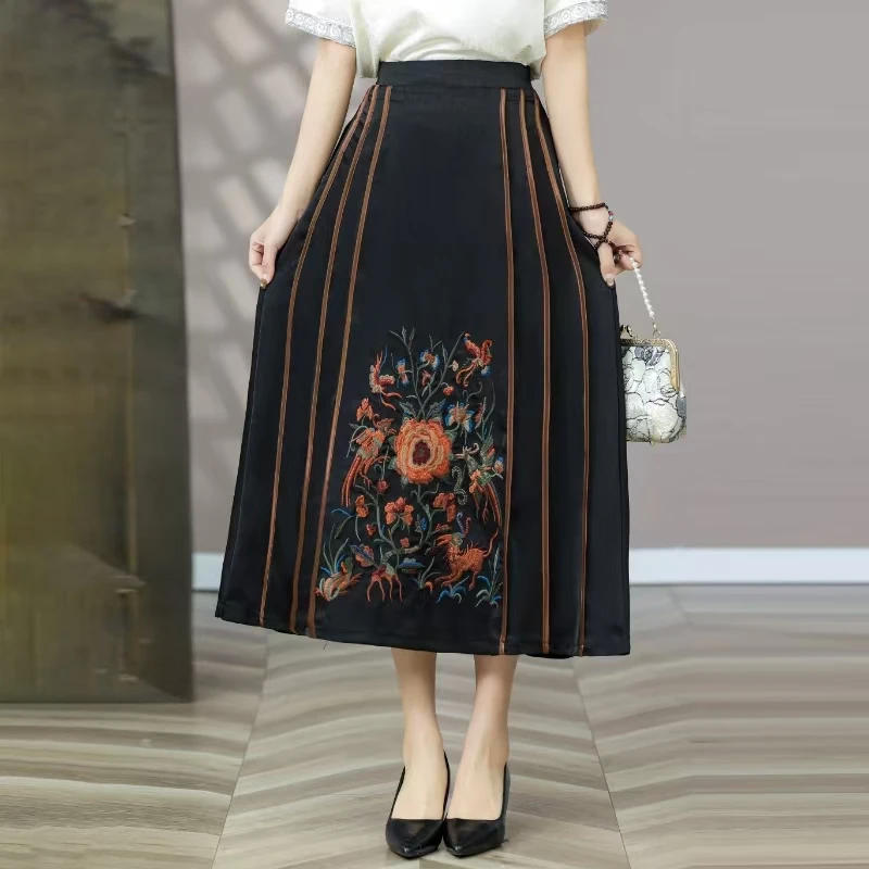 小兰国风新款春夏原版定制【田园风刺绣】爆款遮肉透气百搭半身裙