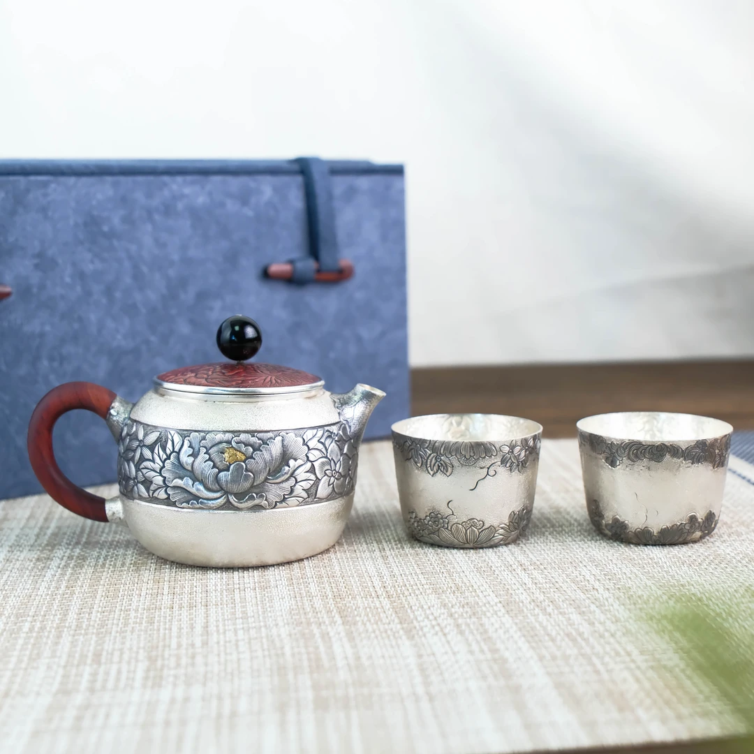 【大促】壶尔摩斯 《凝香》套组一壶两杯 便携全手工茶具足银999
