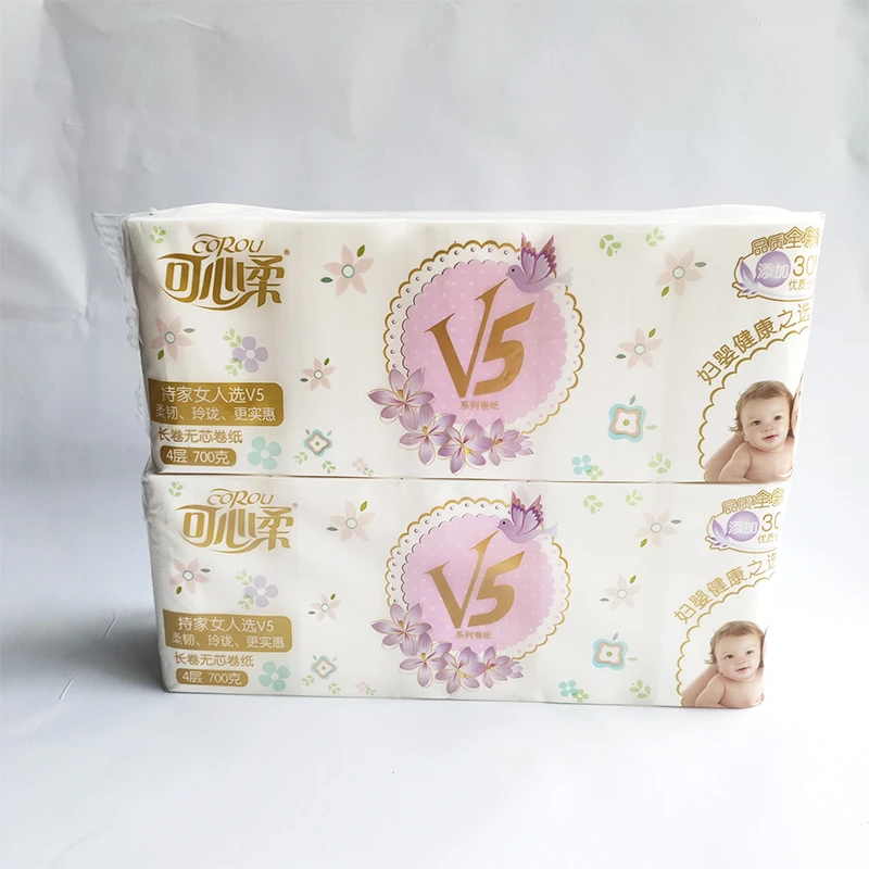可心柔V5系列无芯纸40卷卫生纸原生木浆