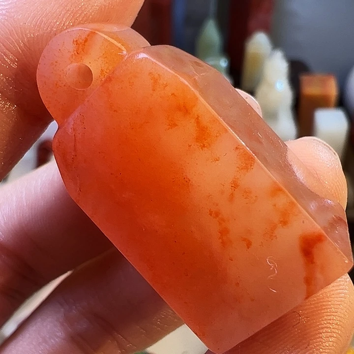 海***宝印石寿山石玻璃底水冻桃花