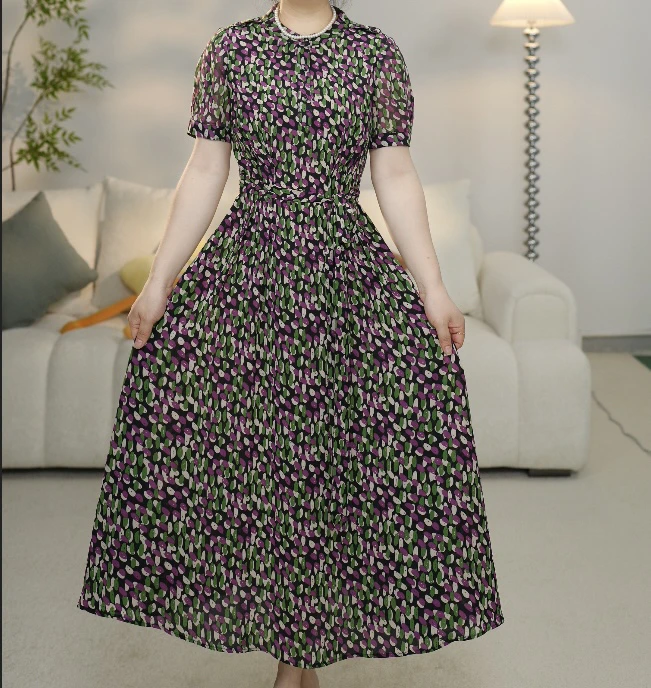 B2397连衣裙碎花显瘦时尚夏季小个子法式
