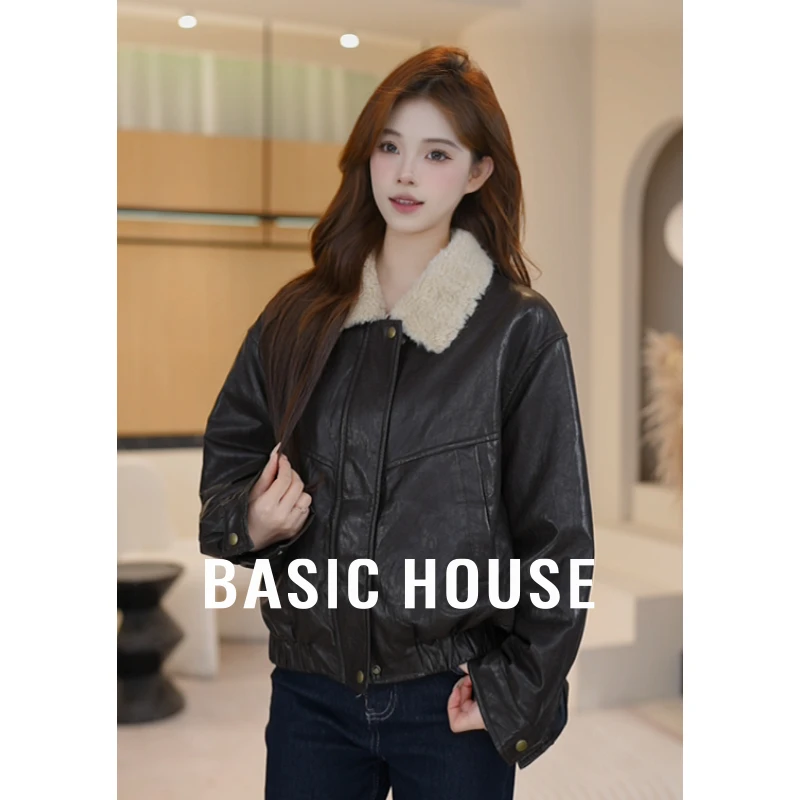Basic House/百家好琥珀流光pu皮白鸭绒羽绒服B1195B54D72