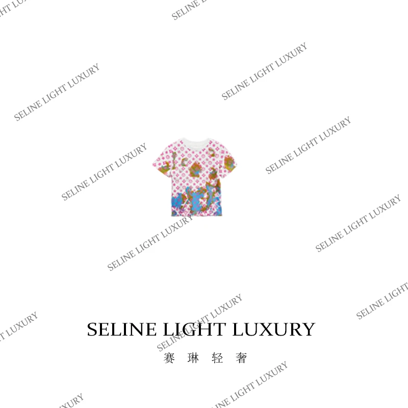 【25C-019】 2025 SELINE 原创轻奢烫钻印花老花百搭圆领短袖T恤