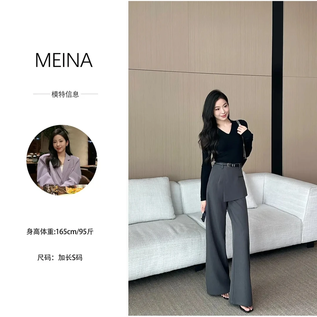 MEINA【蒙多往事】2025新款屁帘阔腿设计感高级感阔腿裤显瘦休闲裤