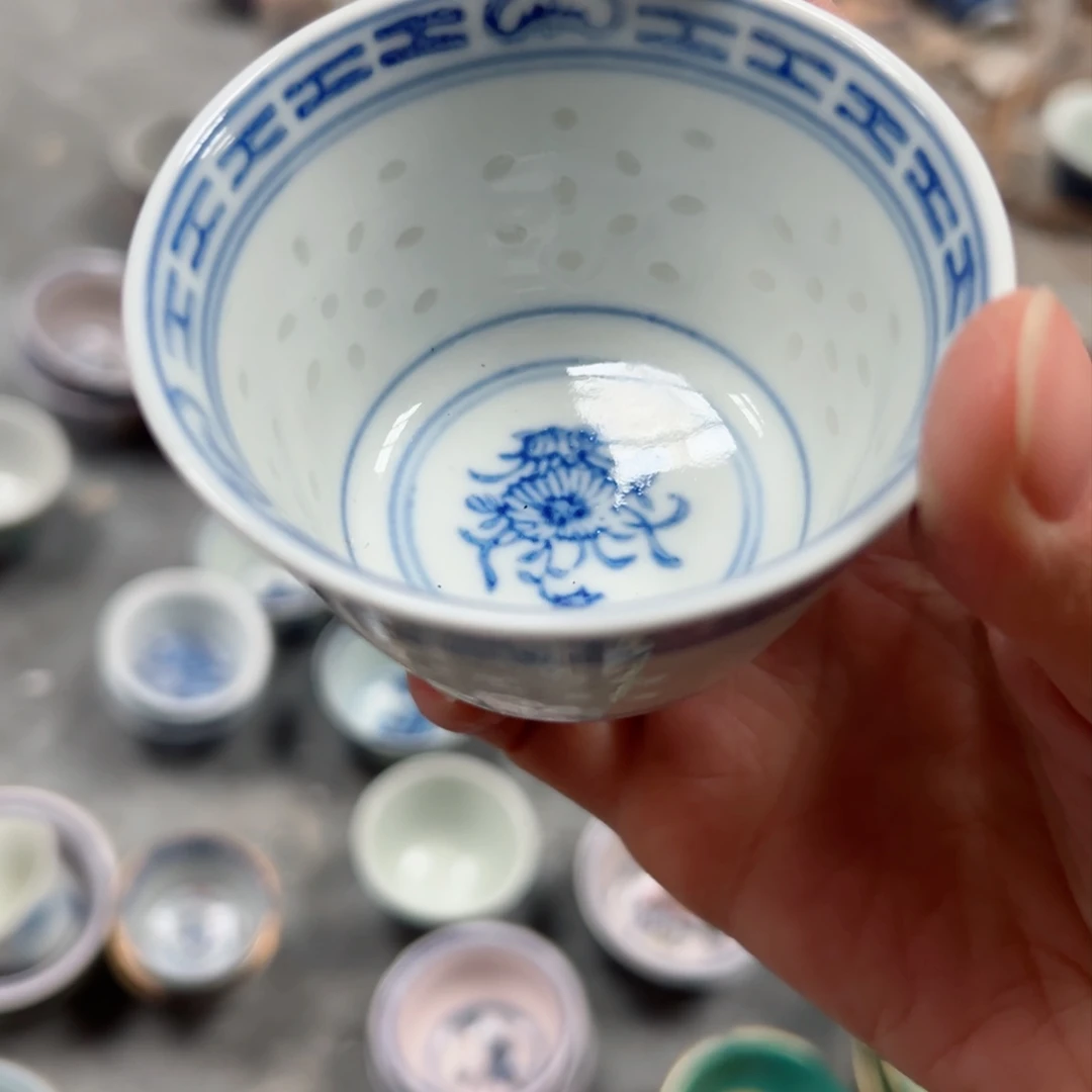 碗青花玩玉兰花老二缸盅