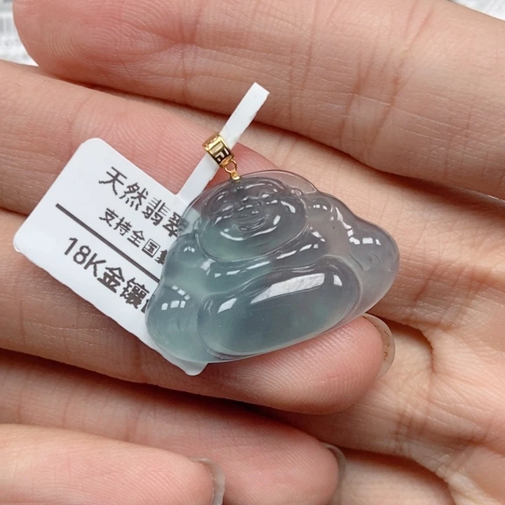 翡翠18K金镶嵌吊坠(不含链)