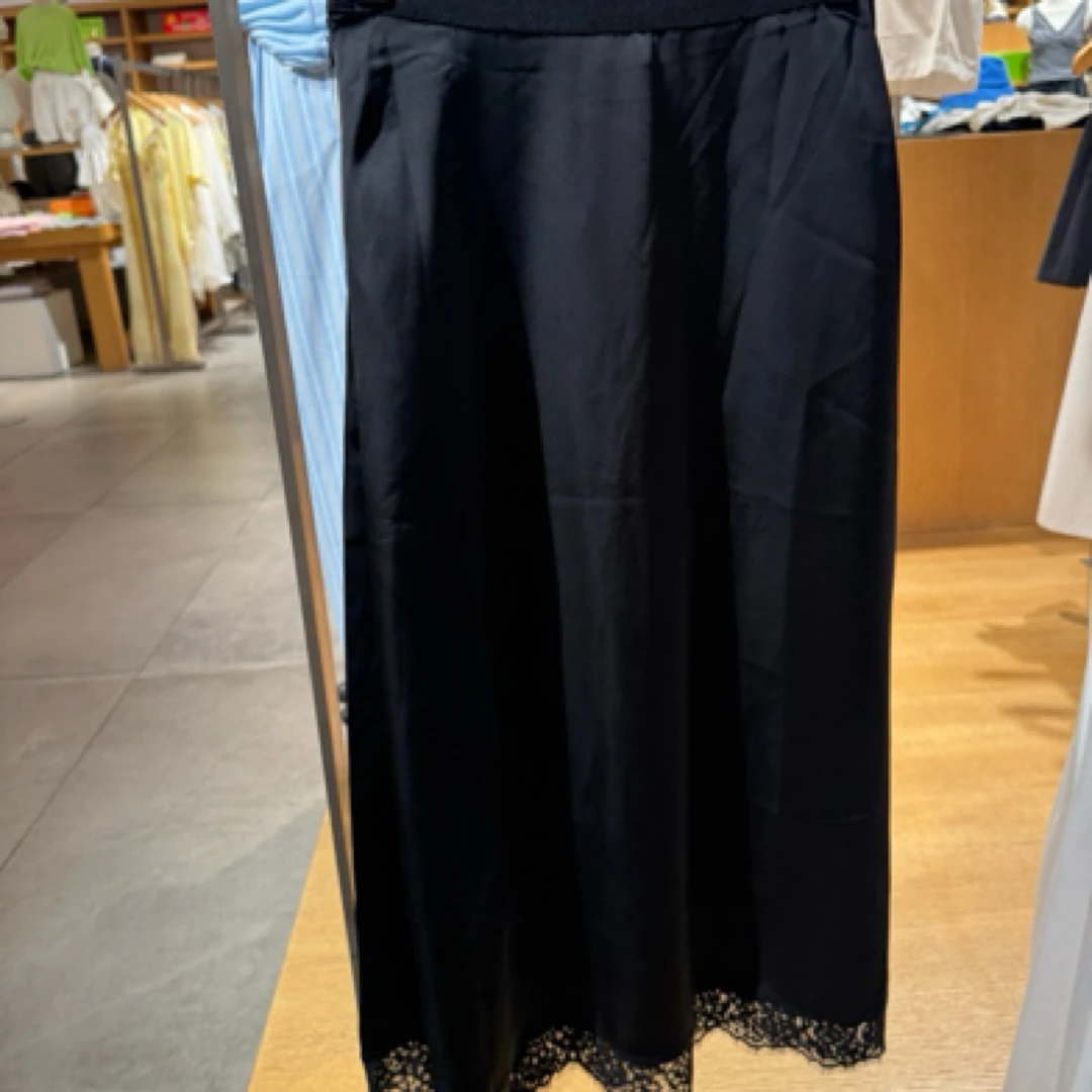 橡皮女1242111027高级垂感蕾丝拼接长半裙优雅显瘦