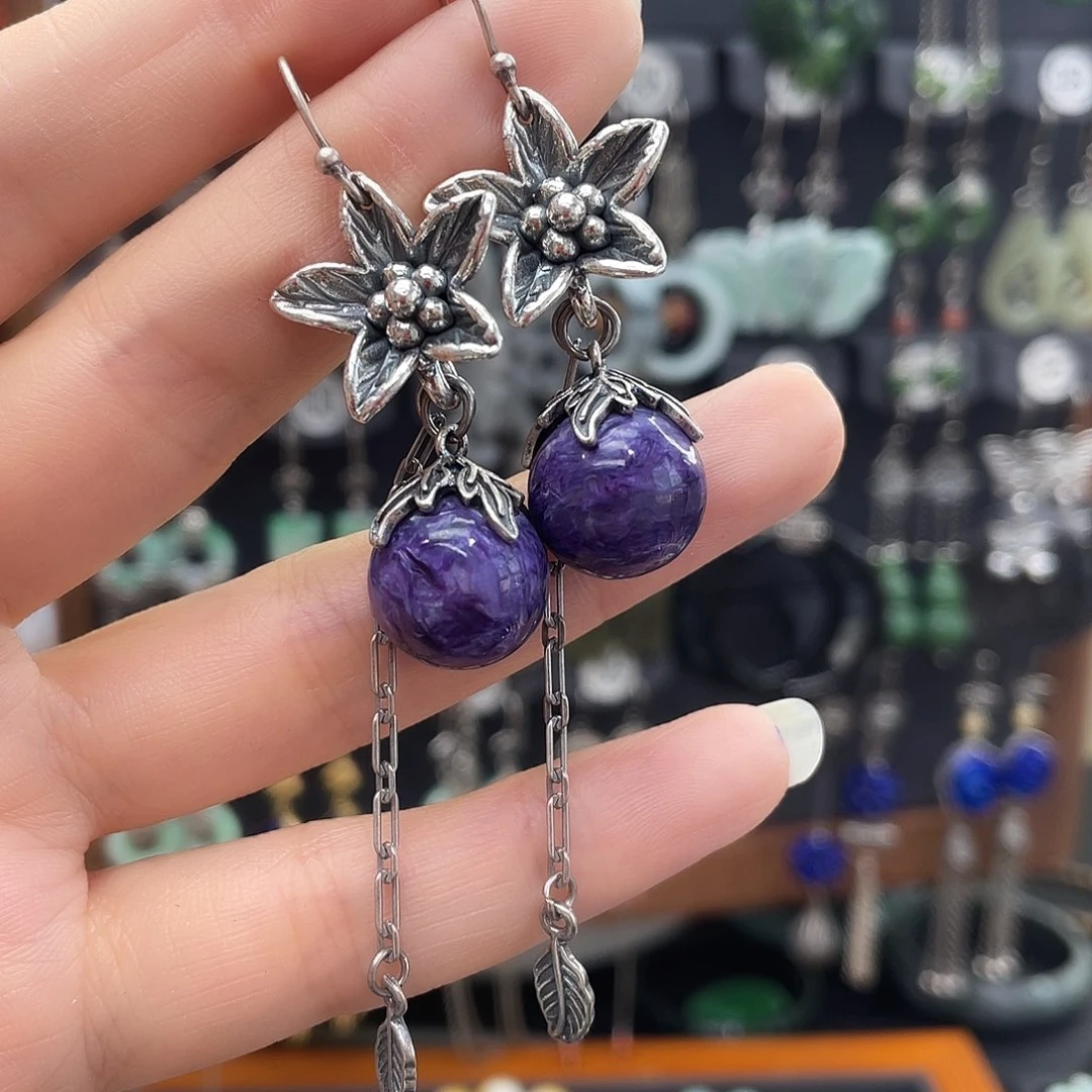 查罗石耳钉银S925镶嵌清**雨398yjjhgh