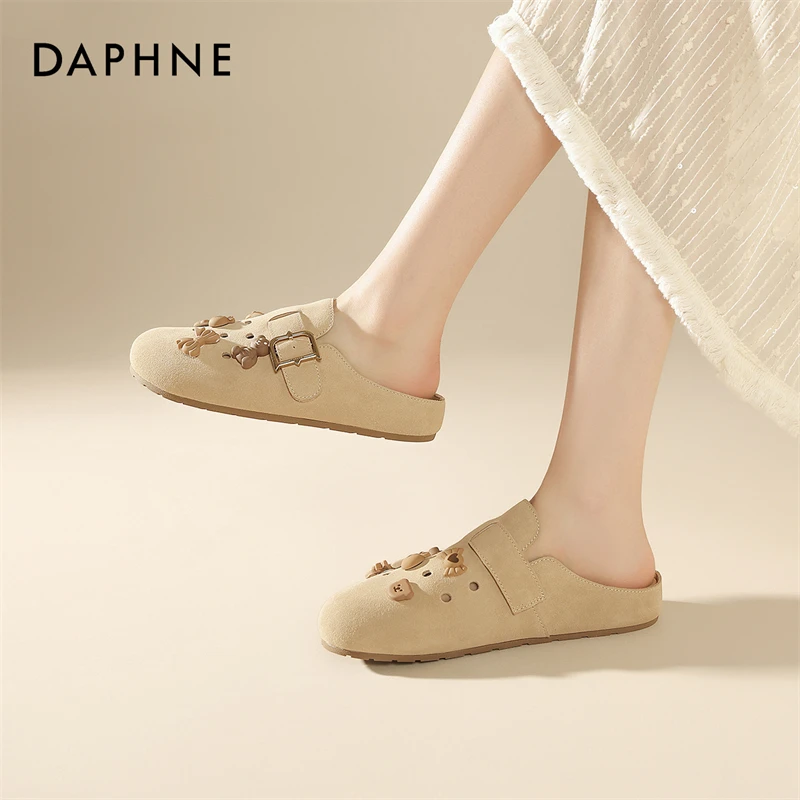 达芙妮网红爆款软底洞洞鞋25春季新款包头半拖凉鞋百搭休闲穆勒鞋