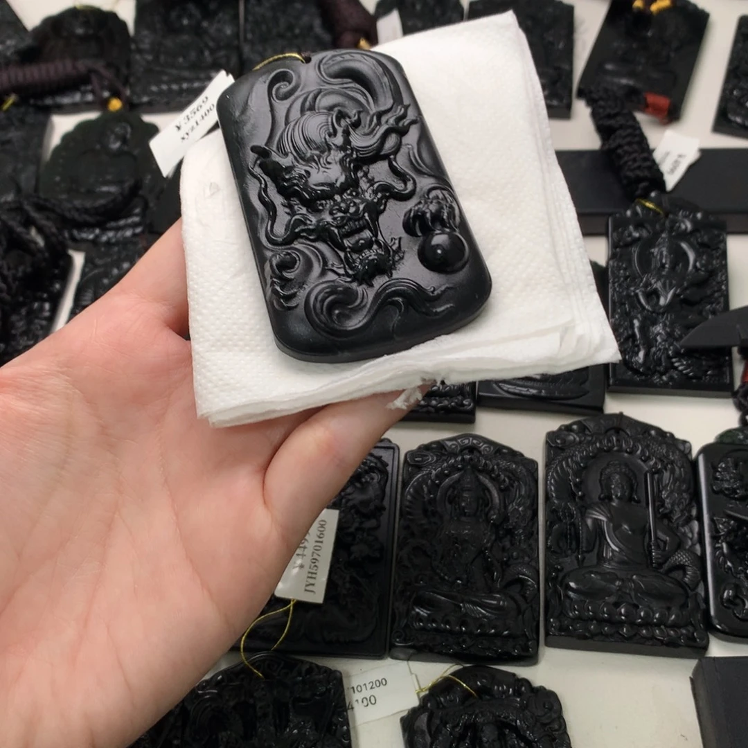 天然缅甸a货钢琴黑挂件