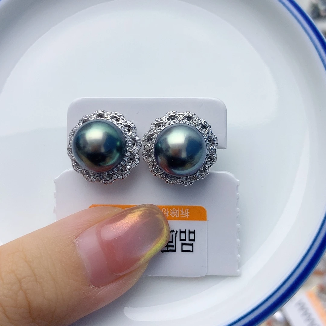 银S925镶嵌耳饰海水珍珠W38