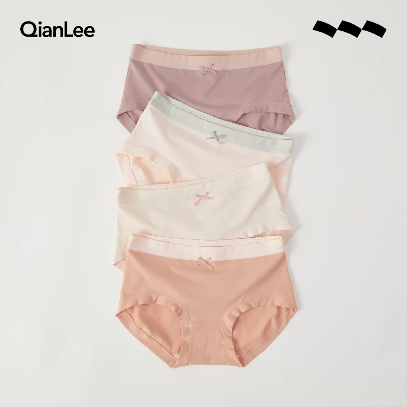 QianLee新疆长绒棉内裤女士中腰包臀女生短裤裤头透气薄款夏