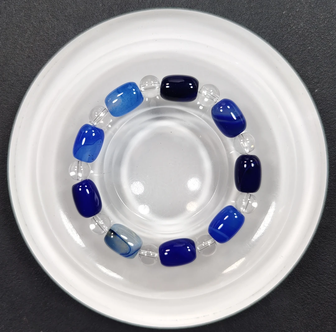 蓝色10mm桶珠手串发一条I43