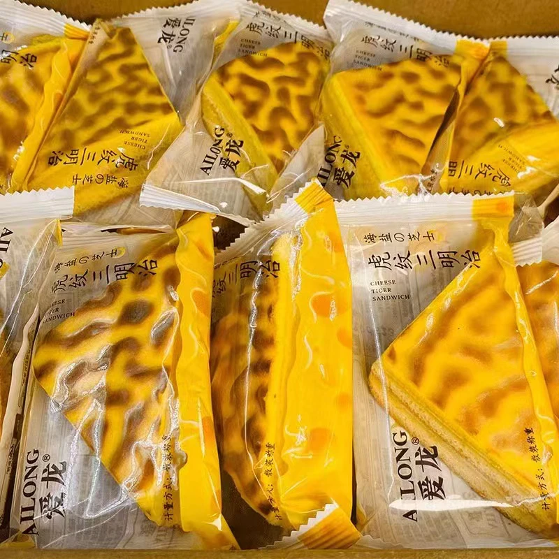 【整箱10包】爱龙虎纹三明治蛋糕香软爱上海盐芝士面包营养软蛋糕