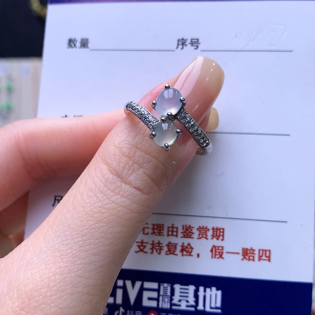 翡翠银S925镶嵌戒指59