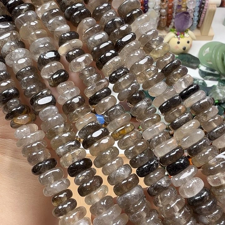 水晶珠宝半成品未镶嵌天然茶水中心孔一条