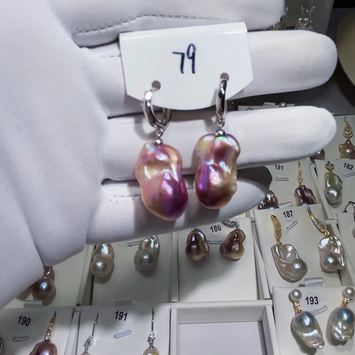 淡水珍珠耳饰银S925镶嵌大**爱