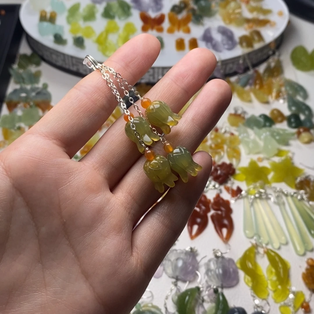 蛇纹石玉合金耳饰/颈饰