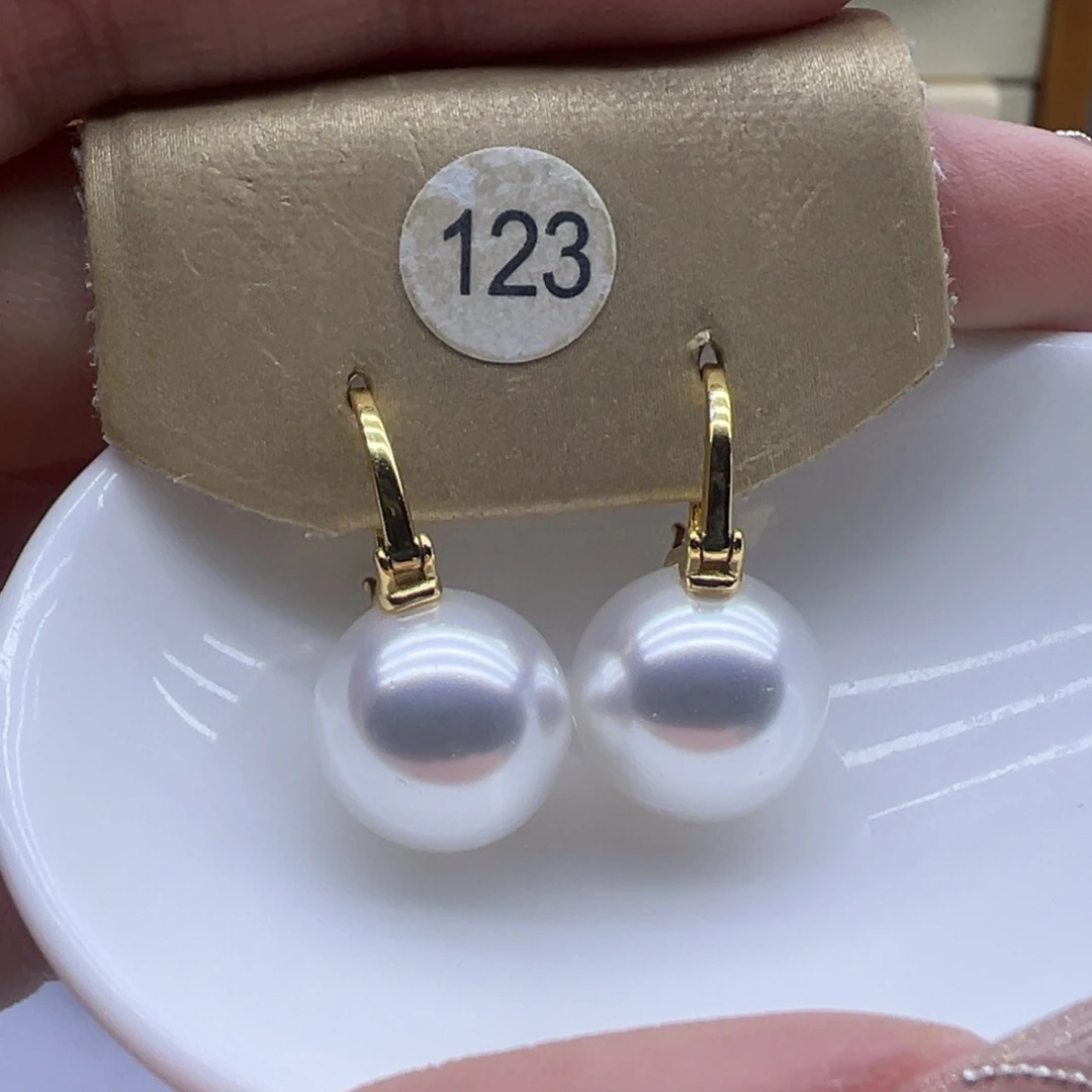 淡水珍珠银S925镶嵌耳饰
