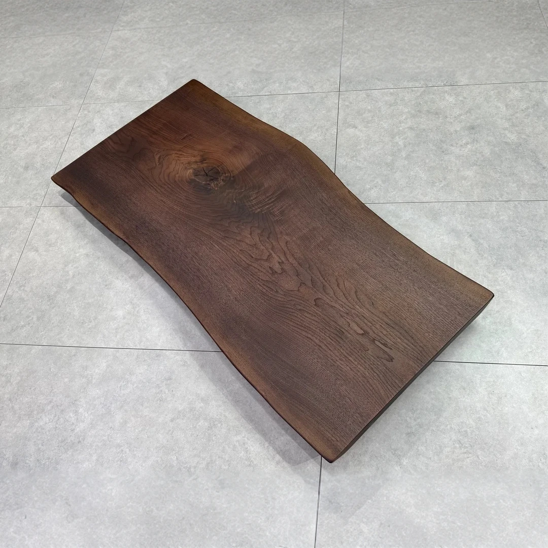 北美黑胡桃实木大板桌餐桌茶桌 自然边 尺寸：150*71*6cm